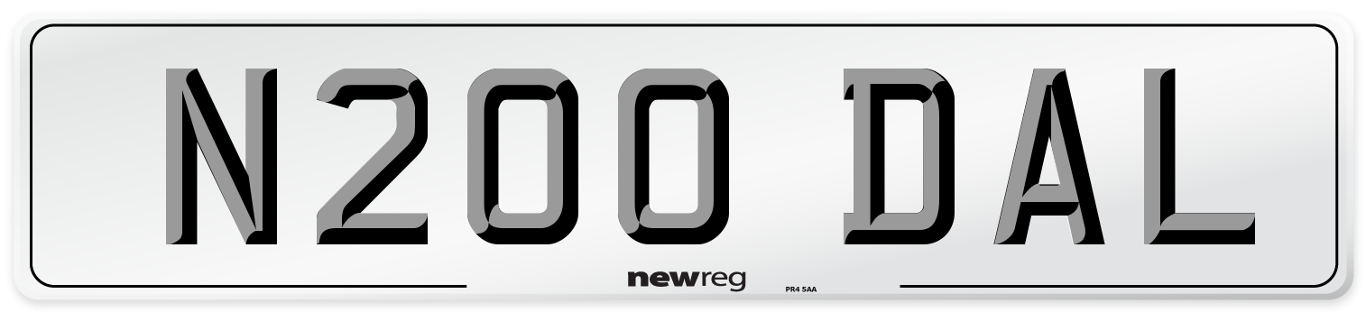 N200 DAL Number Plate from New Reg